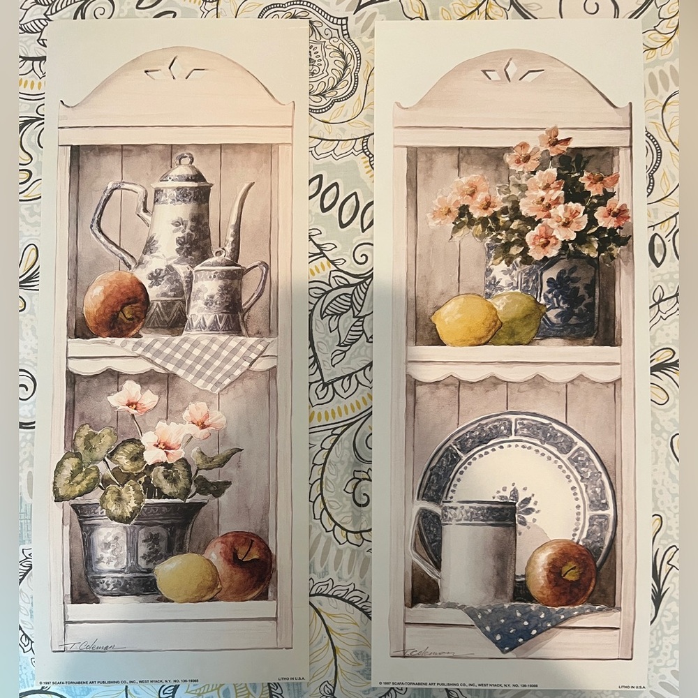 Shabby Chic Floral and Fruit Wall Art Prints